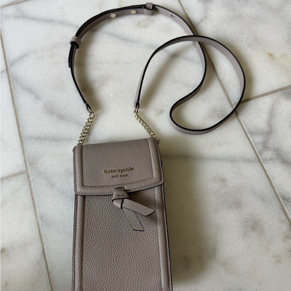 Kate Spade Taupe Leather Phone Crossbody